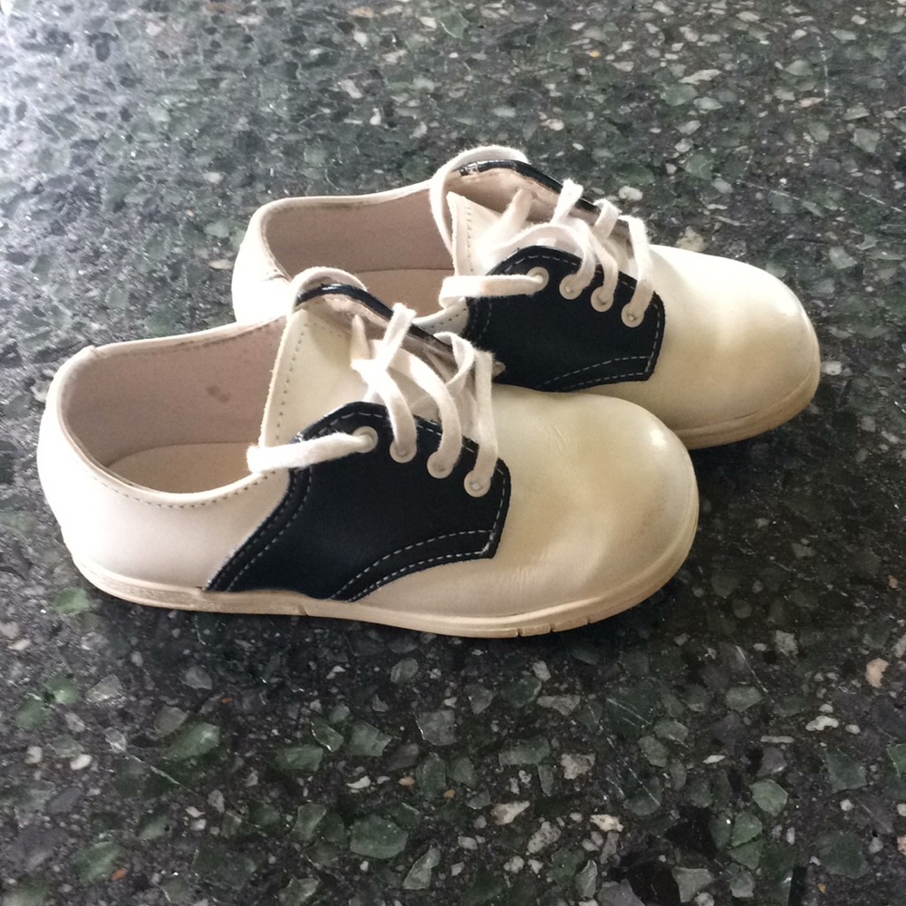 Footmates navy and white toddler saddle oxfords
